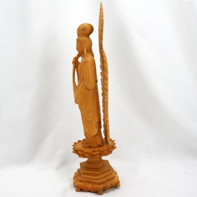 Chinese Vintage Chinese Carved Wood Guanyin Statue For Sale - Image 3 of 11