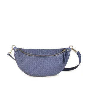 Rafe Alex Woven Leather Sling Crossbody bag, Denim