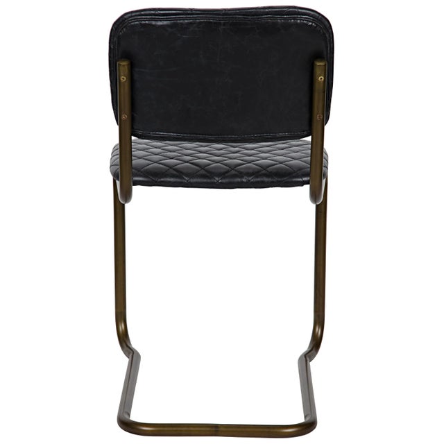 Noir Quilted Dining Chair in Metal and Leather For Sale - Image 4 of 5