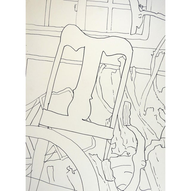 Mid 20th Century Abstract Line Drawing, My Garage | Chairish
