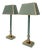 Brass and Green-Painted Metal Table Lamps by Kullmann, 1970, Set of 2 For Sale