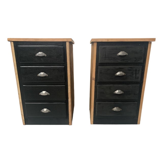Small Brutalist Chests of Drawers in Patinated Fir, Set of 2 For Sale