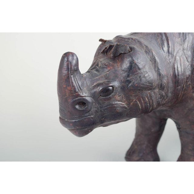 Large Mid-Century Leather Rhino Figurine byOmersa for Liberty & Co., London For Sale - Image 3 of 5