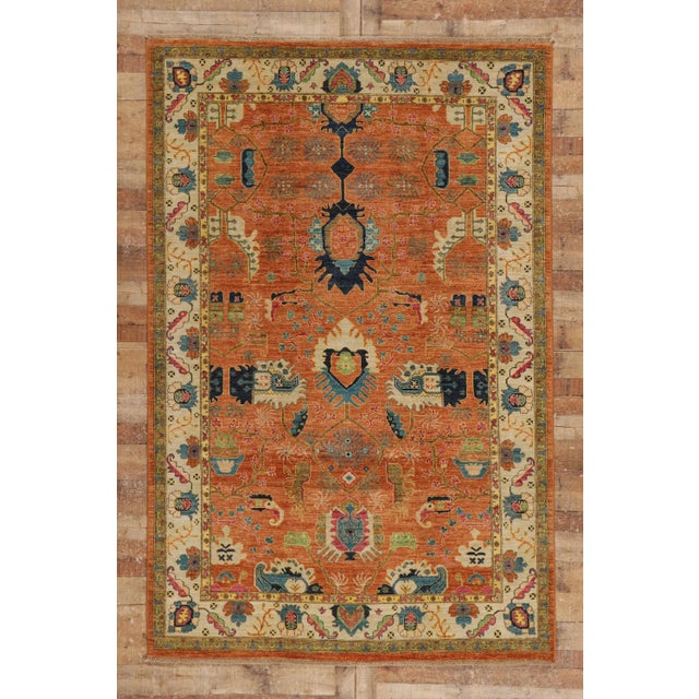 Orange Orange Oushak Rug - 06'01 X 09'03 For Sale - Image 8 of 10