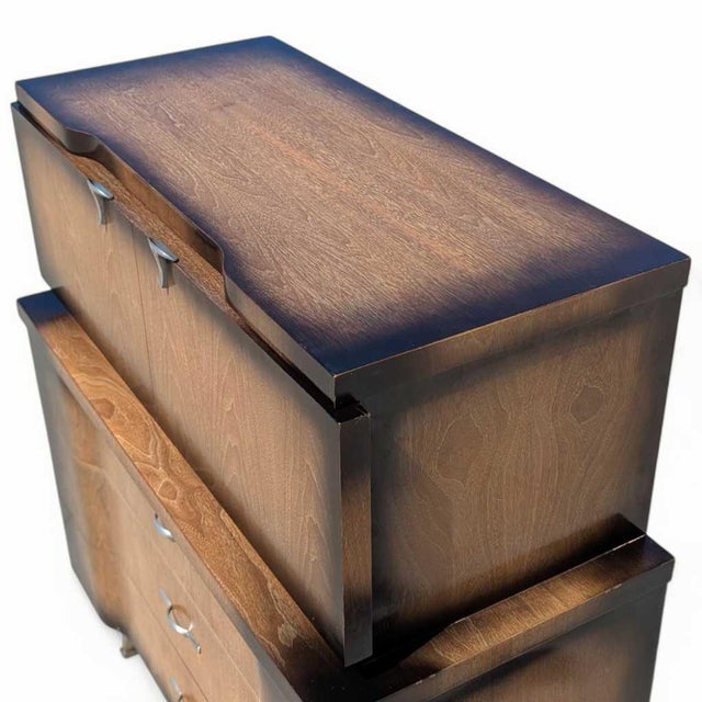 Mid 20th Century 1950s Mid-Century Modern Tallboy Gentleman's Chest With Drop-Front Cabinet For Sale - Image 5 of 18