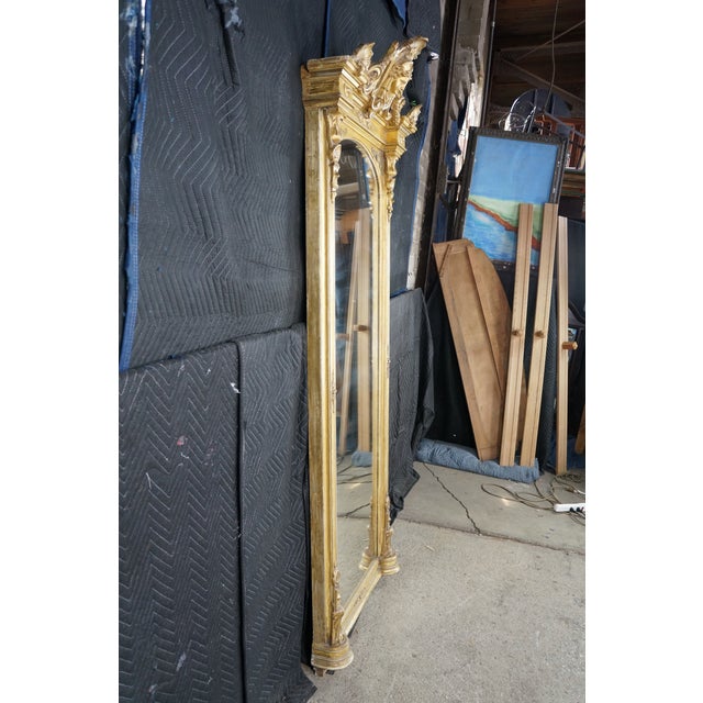 Monumental Antique Renaissance Revival Neo-Grec Giltwood Carved Pier Mirror 88" For Sale - Image 11 of 18