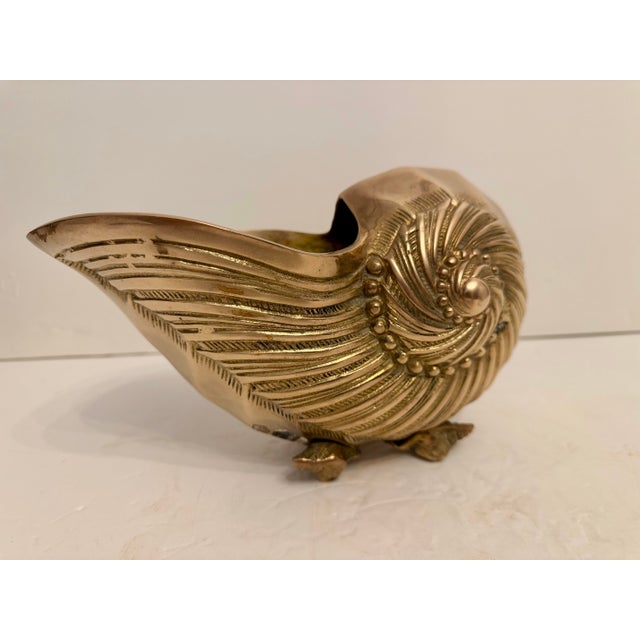 Cast brass seashell nautilus planter imported by Rosenthal Netter (Sticker on bottom) in the 1960's. Nice detail in the...