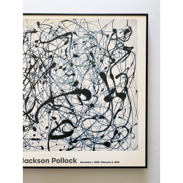Mid-Century Modern Jackson Pollock Vintage 1998 Abstract Expressionist Lithograph Print Framed Modernist Exhibition Poster " Number 14 : Gray " 1948 For Sale - Image 3 of 17