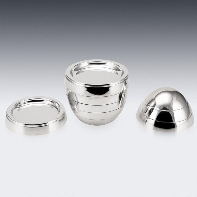 Silver Vintage Italian Stacked Bowls Egg by Tommaso Barbi, 1970, Set of 9 For Sale - Image 8 of 12