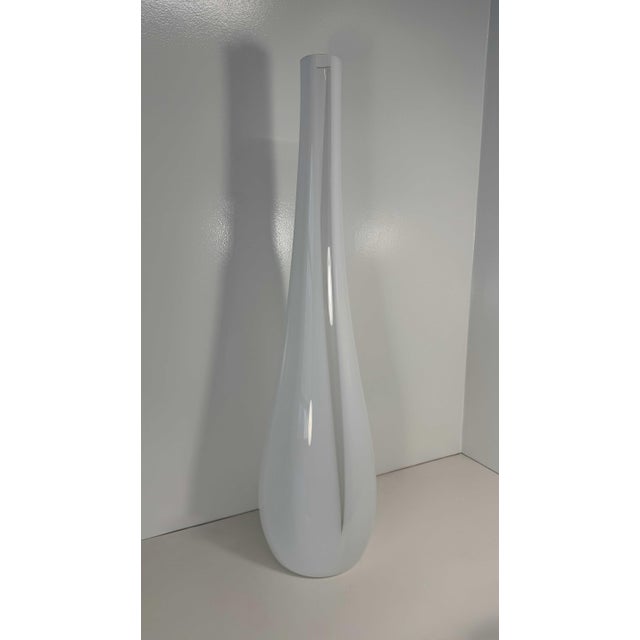 Mid-Century Modern Large White and Clear Murano Glass Vase, Italy, 1990s For Sale - Image 3 of 9