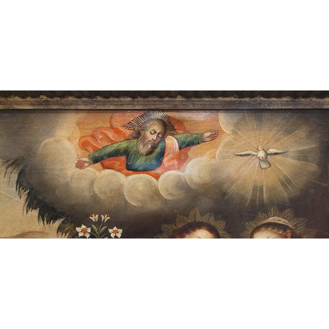 Exceptional Vintage Spanish Colonial Baroque Style Painting For Sale - Image 4 of 12