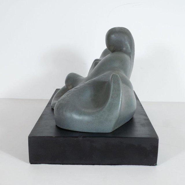 Art Deco Abstracted Ceramic Mermaid Sculpture By Arno Scheiding