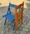 Wood Set of Vintage Painted Blue and Orange Chairs For Sale - Image 7 of 8