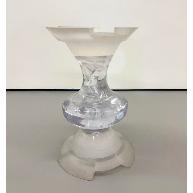Glass Vintage Abstract Lucite Base Dining Table For Sale - Image 7 of 8