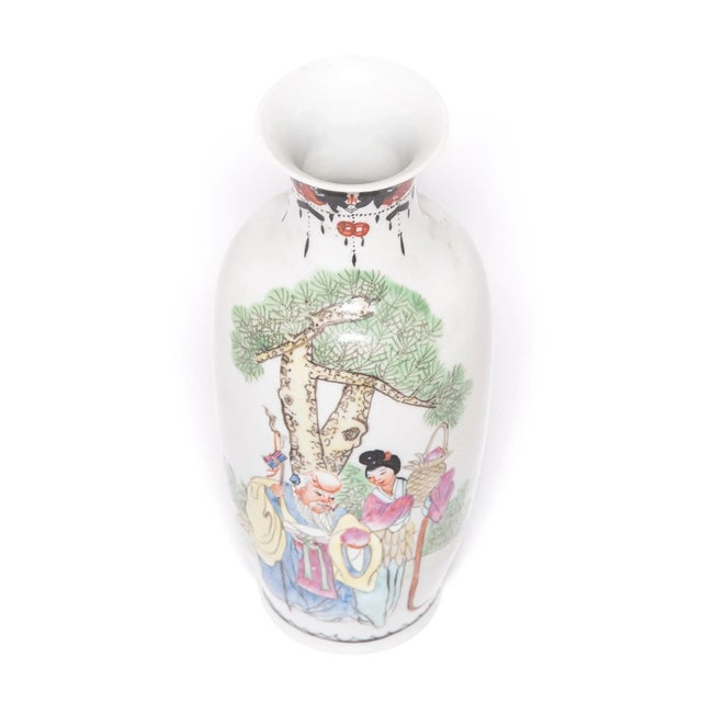 Pair of Petite Antique Chinese Famille Rose Longevity Vases For Sale - Image 11 of 11