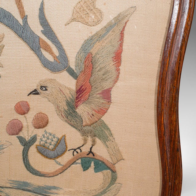 Antique Pole Screen, English, Embroidered Fire Panel, Reflector, Early Victorian For Sale - Image 9 of 12