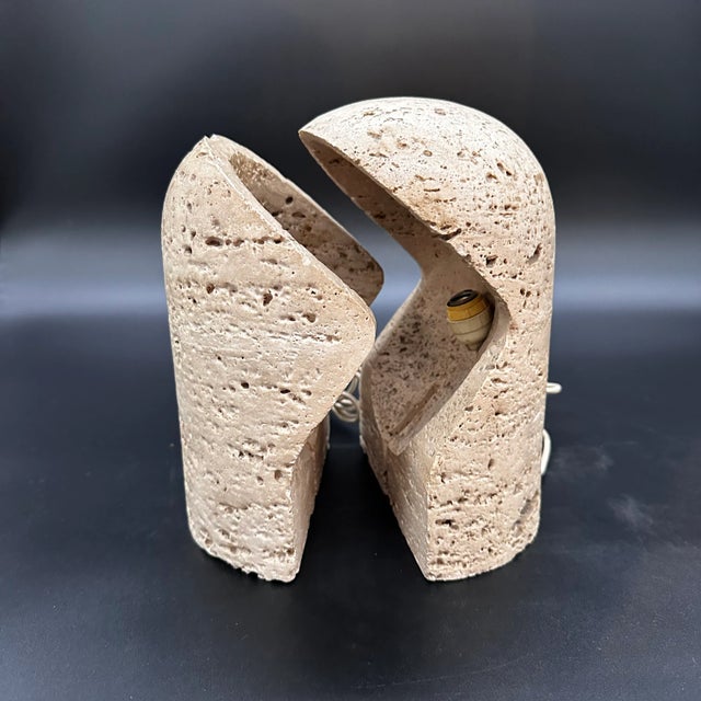 Pair of Travertine Table Lamps by Mari for Danesi 1970s For Sale In Los Angeles - Image 6 of 9