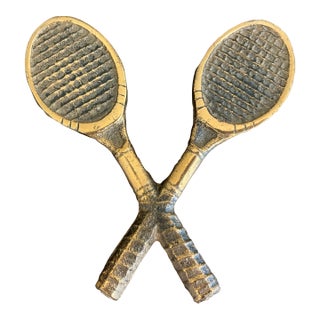 1970s Cast Brass Double Tennis Racket Door Knocker For Sale