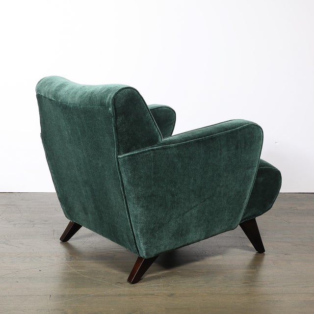Pair of Mid-Century Curvilinear Green Mohair Lounge Chairs W/ Ebonized Supports For Sale - Image 12 of 15
