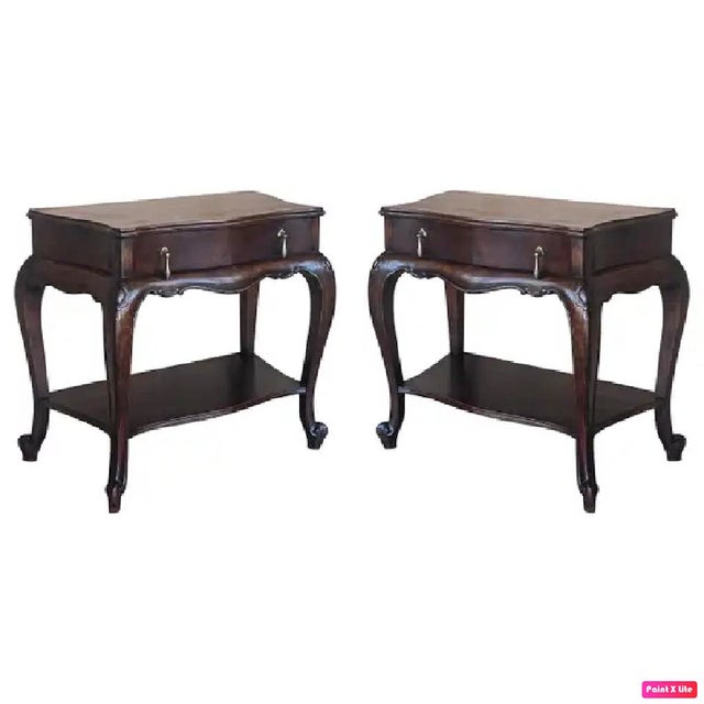 French Nightstands with Drawers and Cabriole Legs, 1910, Set of 2 For Sale - Image 14 of 14