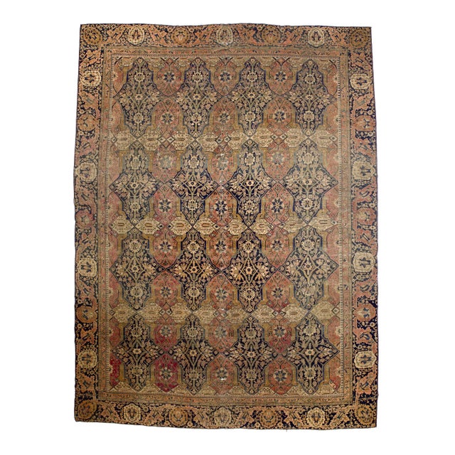 Antique Persian Mohtasham Kashan Rug 9’2" X 12’5” For Sale