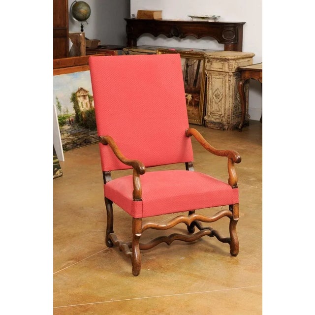 French 19th Century French Louis XIII Style Walnut Fauteuil with Os de Mouton Base For Sale - Image 3 of 12