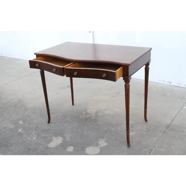 Early 20th Century Walnut 2-Drawer Writing Table W/ Burl Walnut Top For Sale - Image 5 of 10