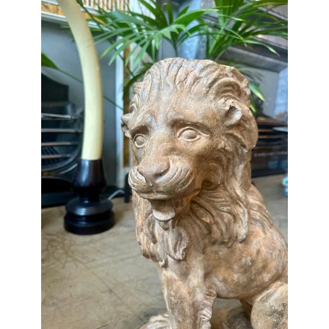 Antique Terracotta Lion Sculptures, 1880s, Set of 2 For Sale - Image 16 of 18