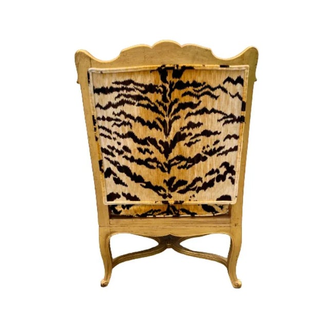 French Regency Giltwood Fauteuil Lounge Chair in Scalamandré Le Tigre Tiger Silk Velvet For Sale - Image 11 of 13