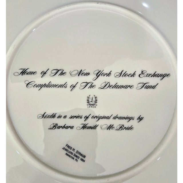 Framed Lenox “Home of the New York Stock Exchange” Plate – Delaware Fund Series For Sale - Image 10 of 13