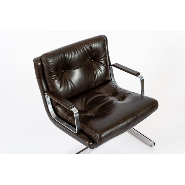 Mid Century French Brown Leather Lounge Chairs by Raphael Raffel 1970s For Sale - Image 14 of 18