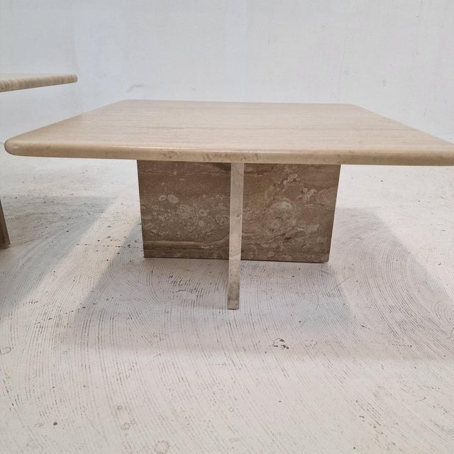 Italian Travertine Coffee or Side Tables, 1990s, Set of 3 For Sale - Image 10 of 14