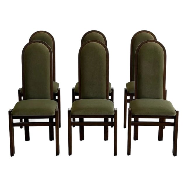 Arched Oak Dining Chairs- Set of 6 For Sale