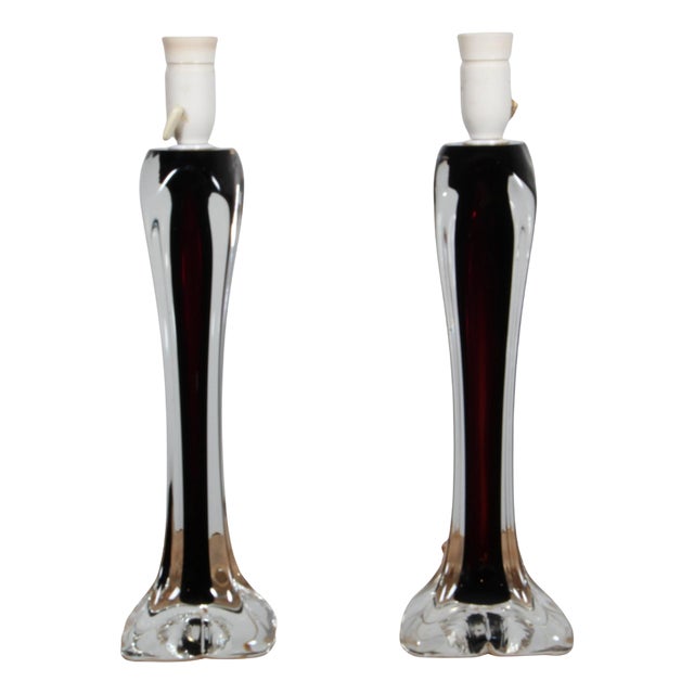Glass Table Lamps attributed to Paul Kedelv for Flygfors, 1960s, Set of 2 For Sale