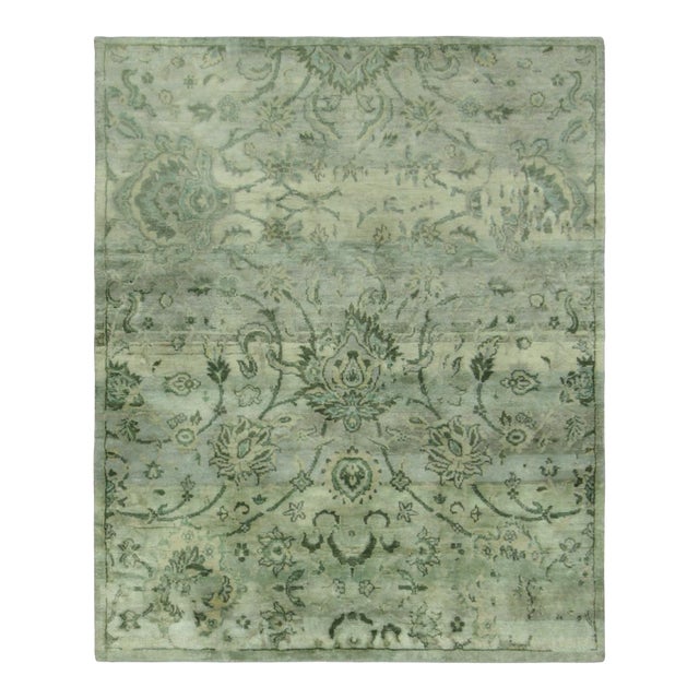 Rug & Kilim’s Persian-Inspired Rug in Soft Greens and Blues With Floral Patterns For Sale