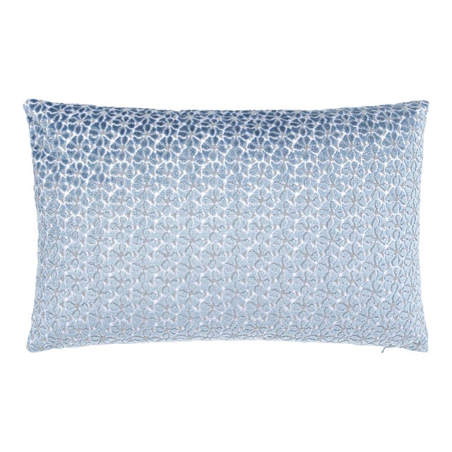The House Of Scalamandré Petal Velvet Lumbar Pillow In Cornflower For Sale