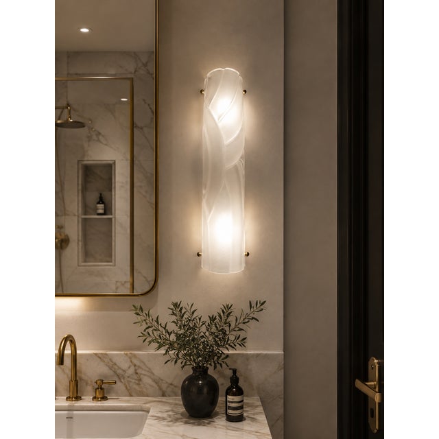 Not Yet Made - Made To Order 21st Century Italian Avvolto Frosted Murano Glass Art Deco Style Sconce by Fabio LTD For Sale - Image 5 of 5