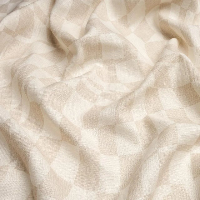 Schumacher Sample - Schumacher X David Kaihoi Loose Check Panel Fabric in Light Neutral For Sale - Image 4 of 4