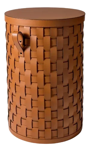 Tall Leather Demetra Round Basket
