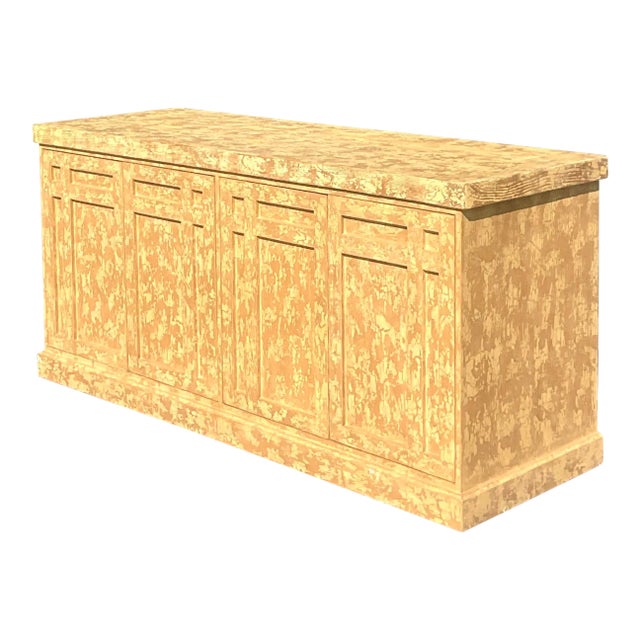 Vintage Rustic Millwork Distressed Credenza For Sale