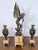 Late 19th Century Antique French 1896 “Amour Irresistible” Angel Statue Pink Marble 3-Piece Clock Set For Sale - Image 5 of 17