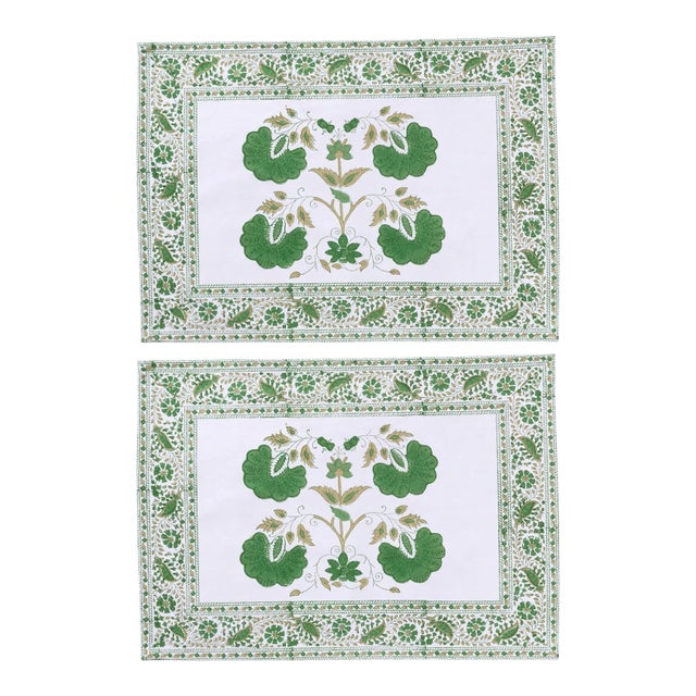 Janvi Green Placemats - a Pair For Sale