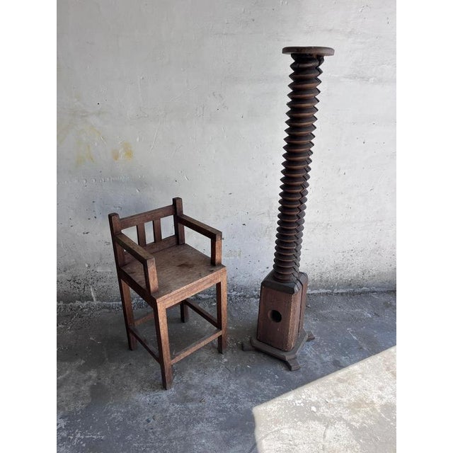 Brutalist Oak Childrens Chair, 1960s For Sale - Image 9 of 10