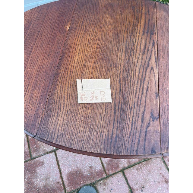 Wood Antique English Table Drop Leaf Gateleg Barley Twist Oak Oval C. 1920-30s For Sale - Image 7 of 8