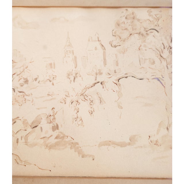 Early 20th Century 20th Century American Pen and Ink Drawing of Central Park New York City, Signed Bell For Sale - Image 5 of 13
