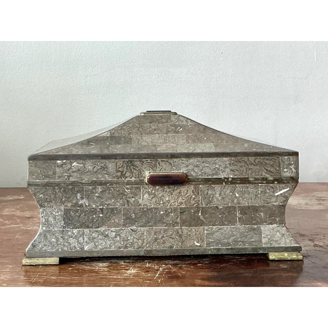 Vintage Boho Tessellated Stone Box For Sale In West Palm - Image 6 of 12