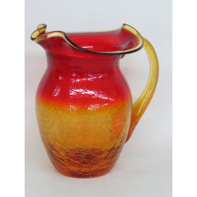 Mid 20th Century Mid Century Modern Hand Blown Crackle Glass Amberina Handled Pitcher Jug Creamer 5082c For Sale - Image 17 of 17