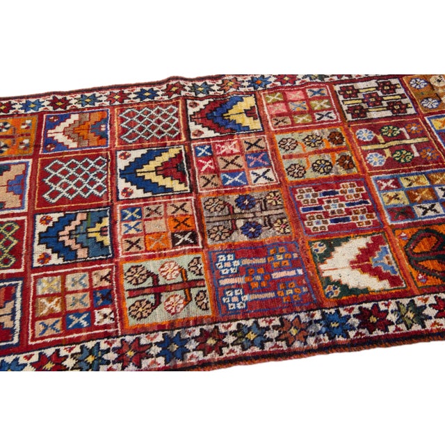 Textile 1960s Vintage Persian Heriz Handmade Multi-Color All-Over Wool Rug For Sale - Image 7 of 8