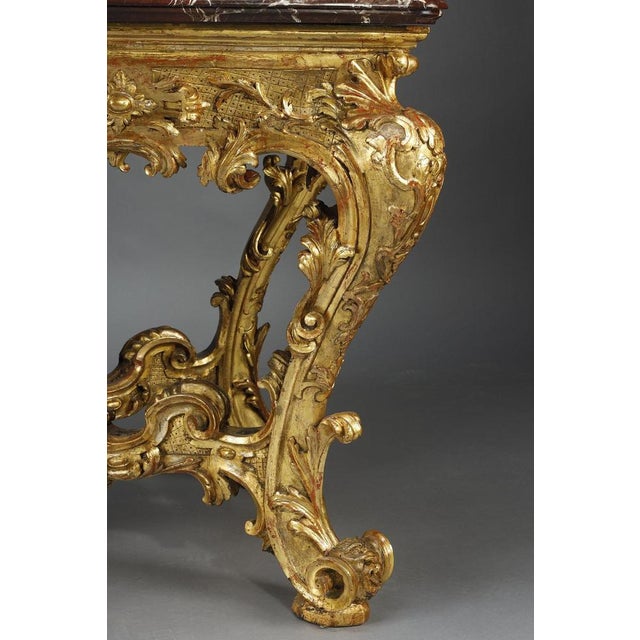 Large Rectangular Console in Richly Carved and Gilded Wood, 1750 For Sale - Image 13 of 18