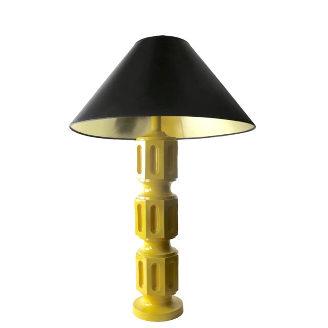 1970s Post Modern Bright Yellow Plaster Lamp by Quartite Creative Corp. Ca. 1970's For Sale - Image 5 of 13